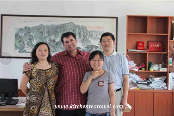 American Customers Visited Our Cotton Dish Towels Factory